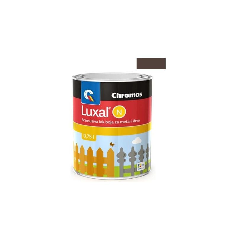 Brzosušiva lak boja za metal i drvo smeđa Luxal 0,75L